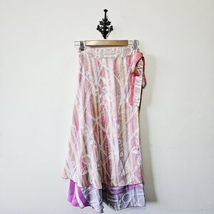 Y2K Iris Impressions Silk Wrap Skirt Adjustable One Size Floral Fairy EUC